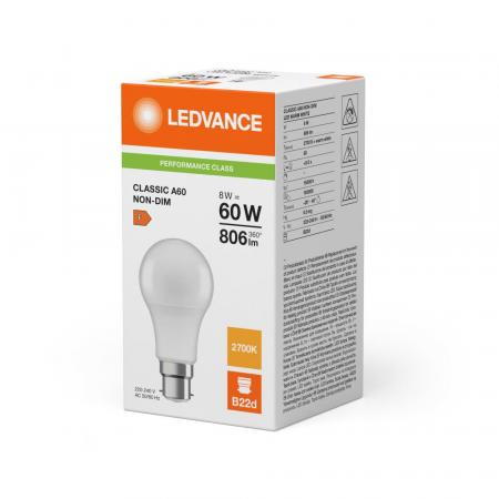 Ledvance B22D LED Lampe Classic matt 8,5W wie 60W 2700K warmweißes Licht